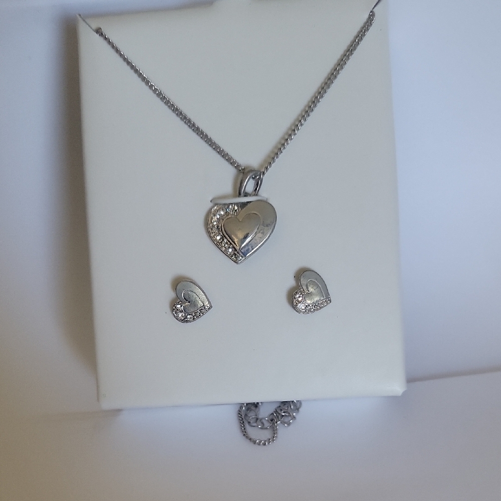 Silver Heart Crystal Necklace